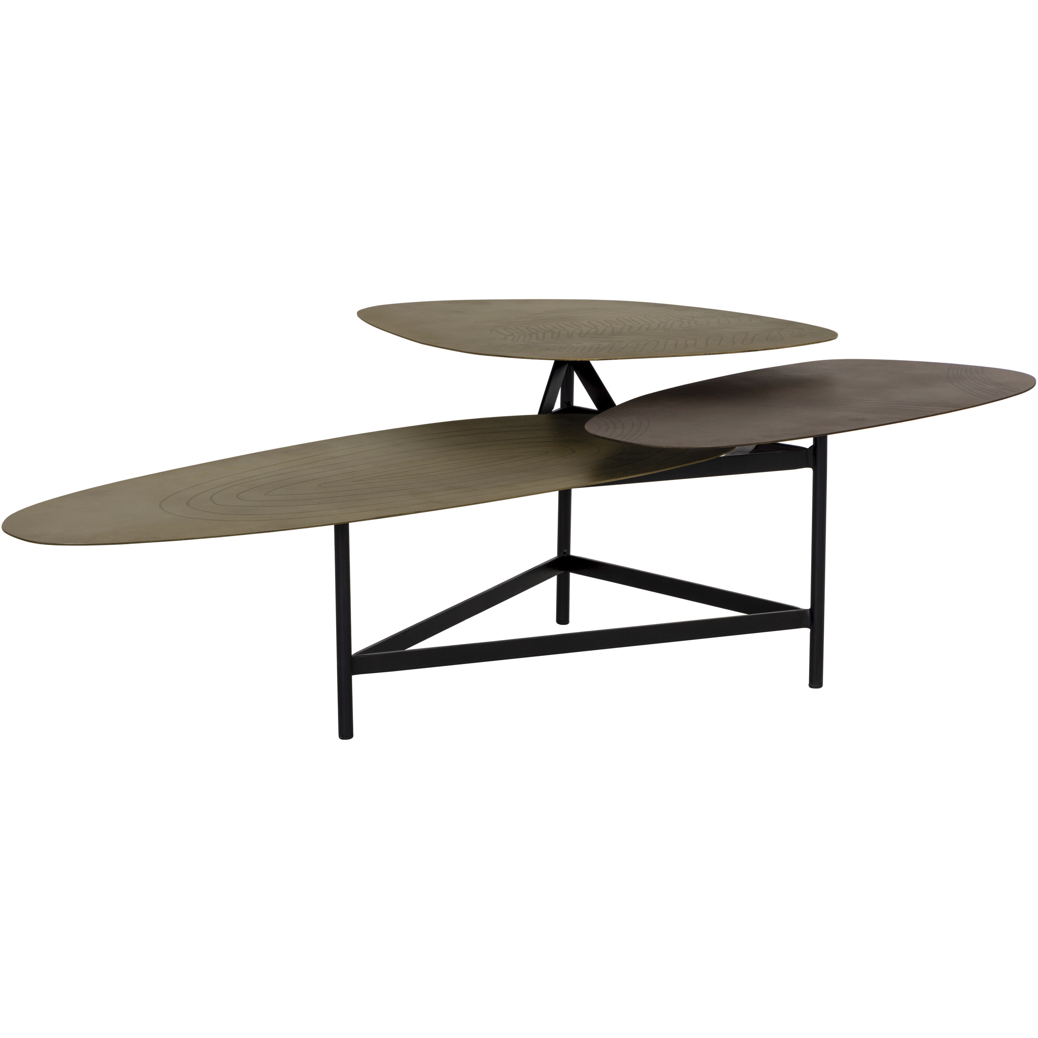 Houda 58.5 X 34 inch Antique Brass / Antique Bronze / Black Coffee Table